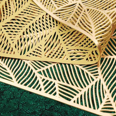 Luxury Metallic Gold PVC Leaf Table Runner