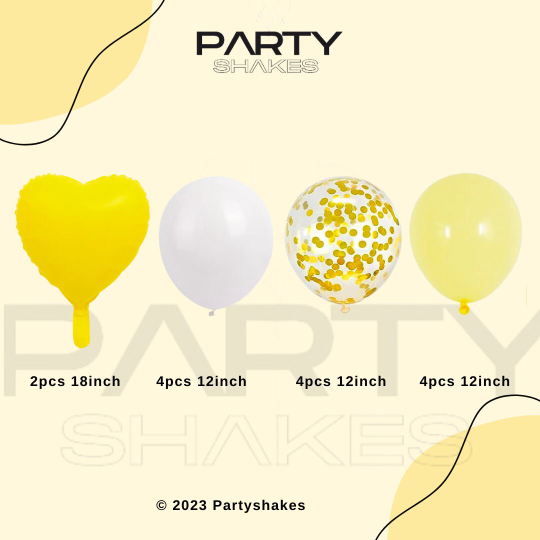 This 14-piece Pastel Yellow and White balloon bundle offers an attractive, modern look that is suitable for any celebration. It can be displayed in a variety of ways to suit any environment, including hanging in the yard, at the gate, or on a wall. It can also be arranged to make a banner or taped to a wall. Ideal for birthdays and summer decor both indoors and outdoors.