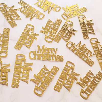 Merry Christmas Gold, Silver, Rose Gold Table Confetti Decorations