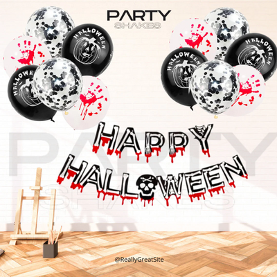 Happy Halloween Banner and Balloons Set for Halloween - Partyshakes Balloons