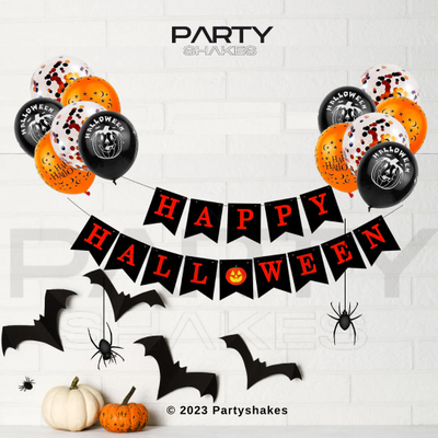 Black and Orange Happy Halloween Party Balloons Decorating Set - Partyshakes Balloons