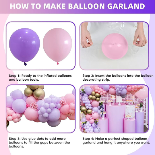 Macaron Pink and Purple Green, Balloon Garland Kit