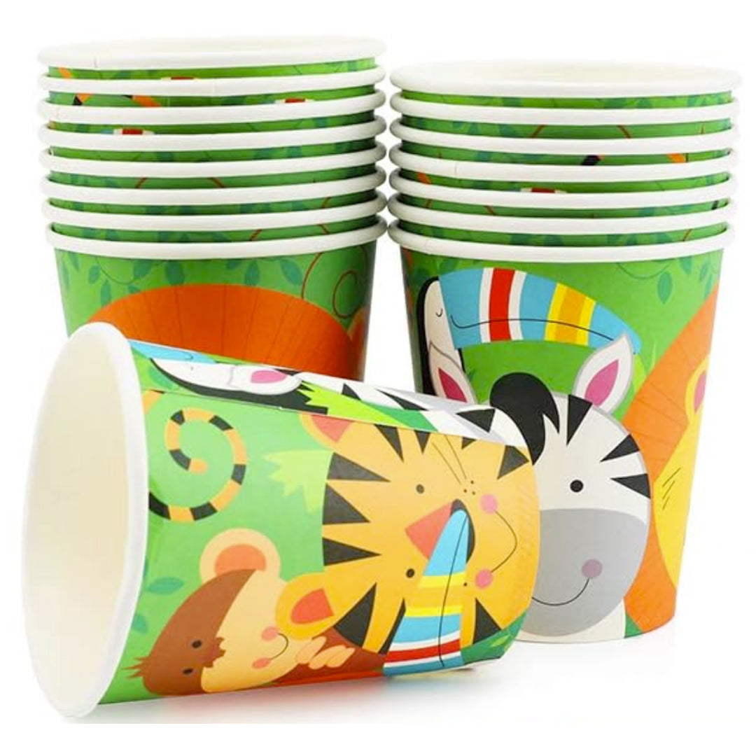 Pack of 16 Jungle Animal Party Paper Cups - 9oz - Partyshakes Tableware