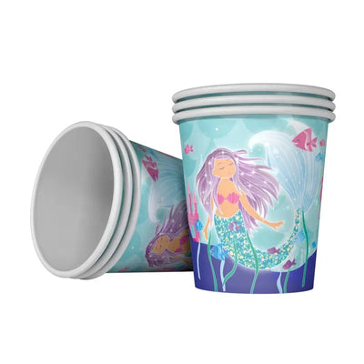 Pack of 6 Mermaid Party Paper Cups - 9oz - Partyshakes Tableware
