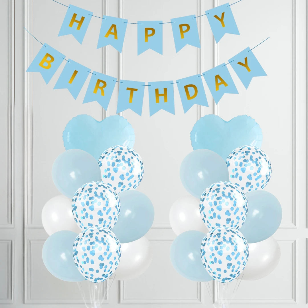 Pastel Blue Happy Birthday Balloon Banner Set for Birthday Decoration - Partyshakes balloons