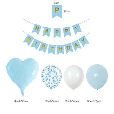 Pastel Blue Happy Birthday Balloon Banner Set for Birthday Decoration - Partyshakes balloons