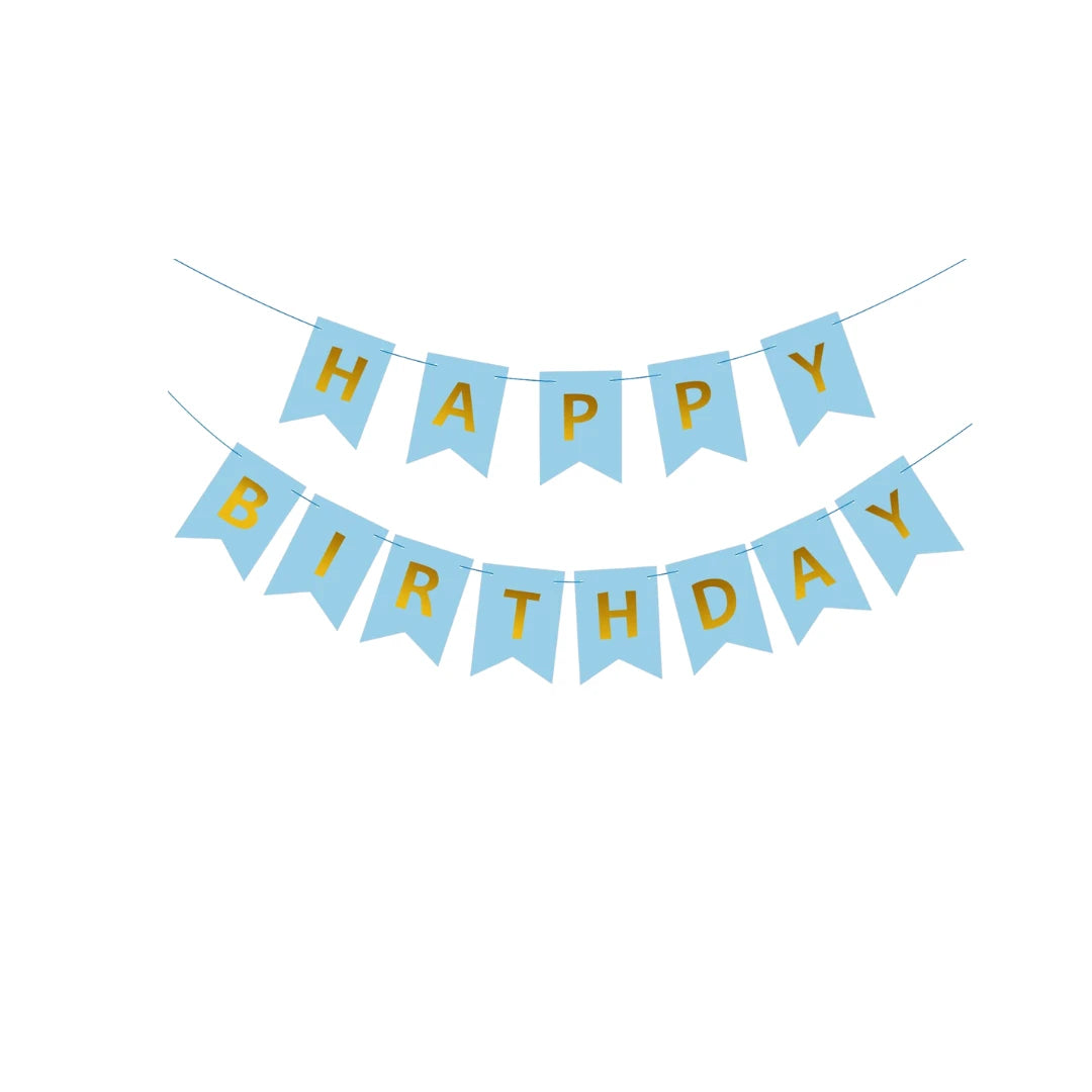 Pastel Blue Happy Birthday Balloon Banner Set for Birthday Decoration - Partyshakes balloons