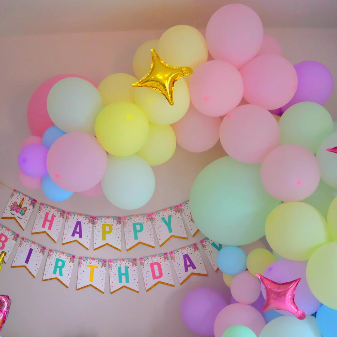 Pastel Rainbow Unicorn Birthday Balloon Garland Arch Kit