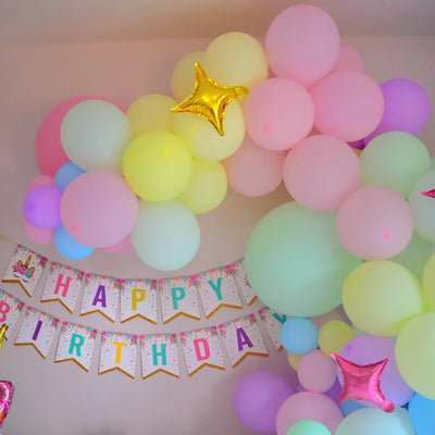 Pastel Rainbow Unicorn Birthday Balloon Garland Arch Kit