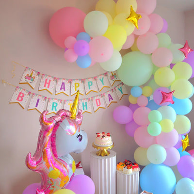 Pastel Rainbow Unicorn Birthday Balloon Garland Arch Kit