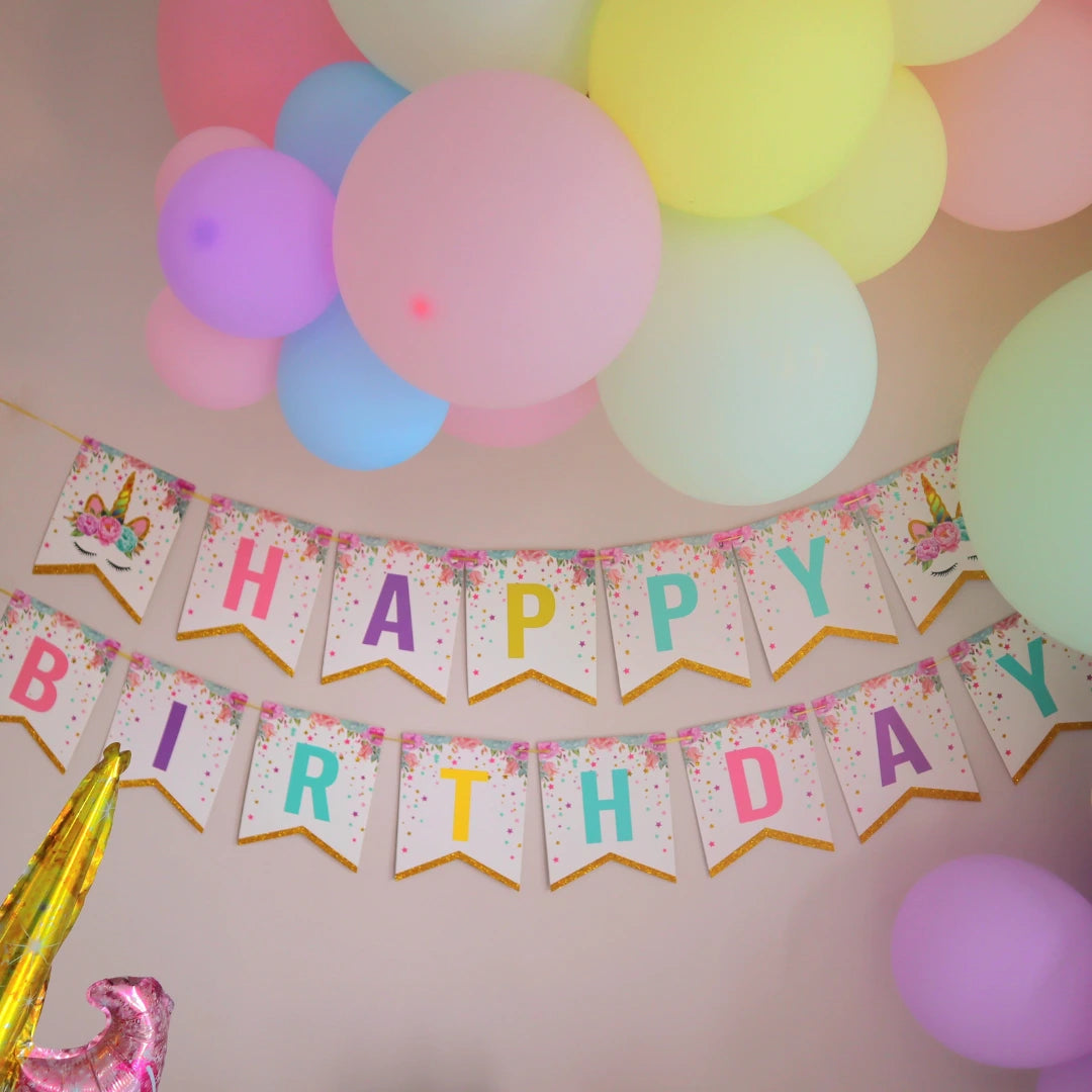 Pastel Rainbow Unicorn Birthday Balloon Garland Arch Kit