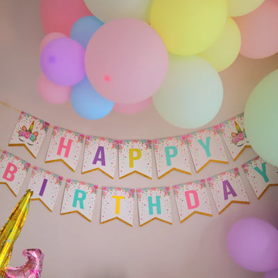Pastel Rainbow Unicorn Birthday Balloon Garland Arch Kit