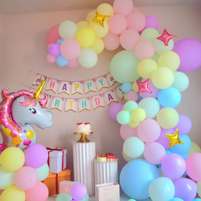 Pastel Rainbow Unicorn Birthday Balloon Garland Arch Kit