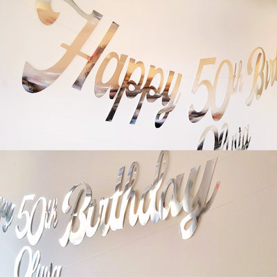 Personalised Name Happy Birthday Silver Banner