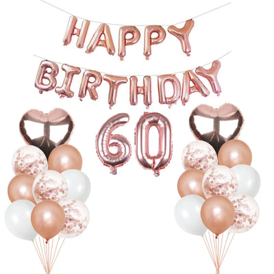 Personalised 16" Rose Gold Number Foil Balloon for Birthdays - Partyshakes 60 balloons