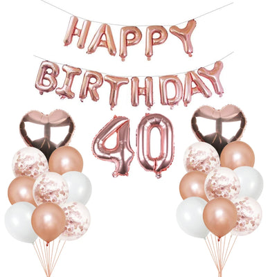 Personalised 16" Rose Gold Number Foil Balloon for Birthdays - Partyshakes 40 balloons