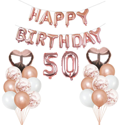 Personalised 16" Rose Gold Number Foil Balloon for Birthdays - Partyshakes 50 balloons