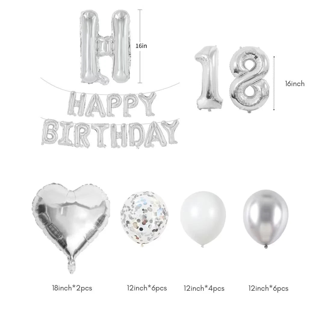 Personalised 16" Silver Number Foil Balloon for Birthdays - Partyshakes balloons