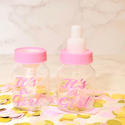 Personalised Baby Shower, Gender Reveal Fillable Bottles