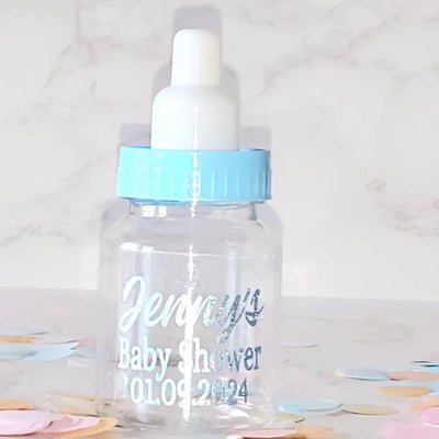 Personalised Baby Shower, Gender Reveal Fillable Bottles