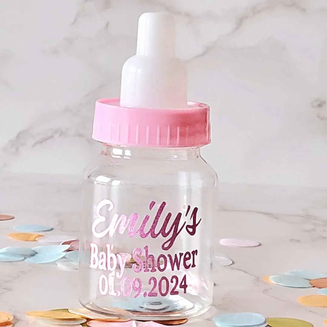 Personalised Baby Shower, Gender Reveal Fillable Bottles