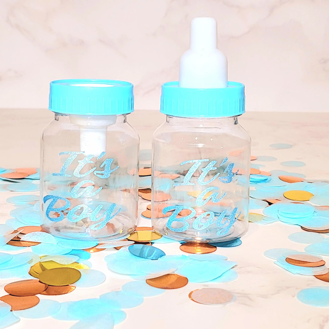 Personalised Baby Shower, Gender Reveal Fillable Bottles