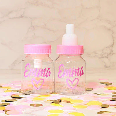 Personalised Baby Shower, Gender Reveal Fillable Bottles