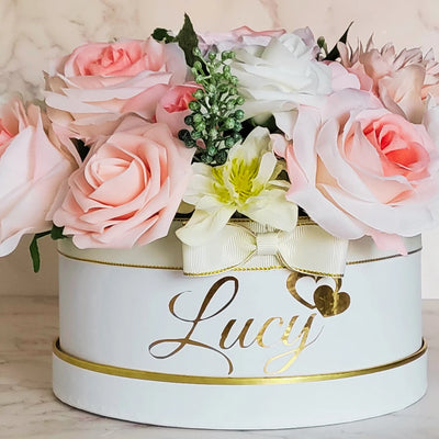 Personalised Name Flower Hat Box for Birthday Gift - Partyshakes Artificial Flowers