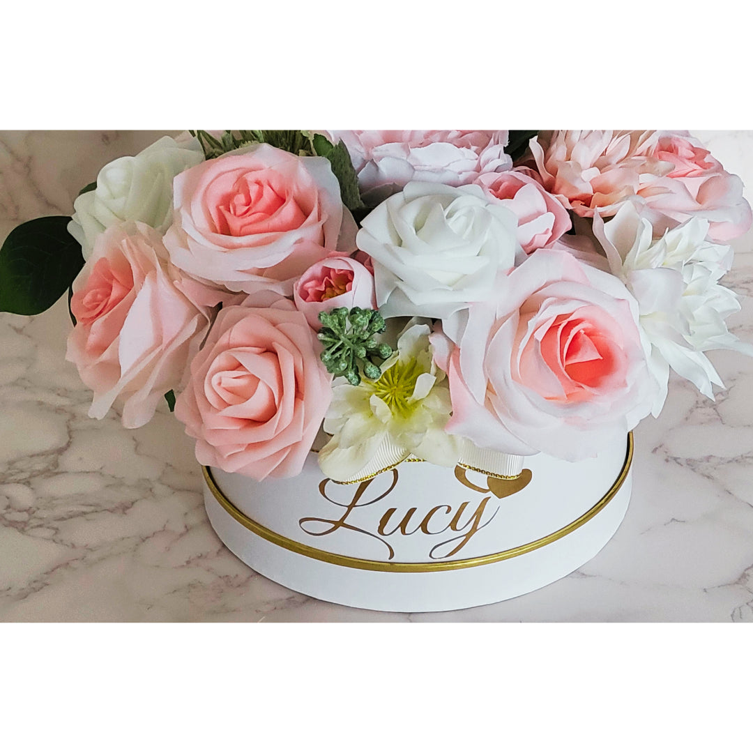 Personalised Name Flower Hat Box for Birthday Gift - Partyshakes Artificial Flowers