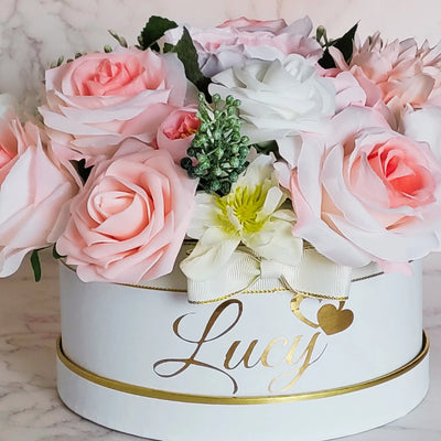 Personalised Name Flower Hat Box for Birthday Gift - Partyshakes Artificial Flowers