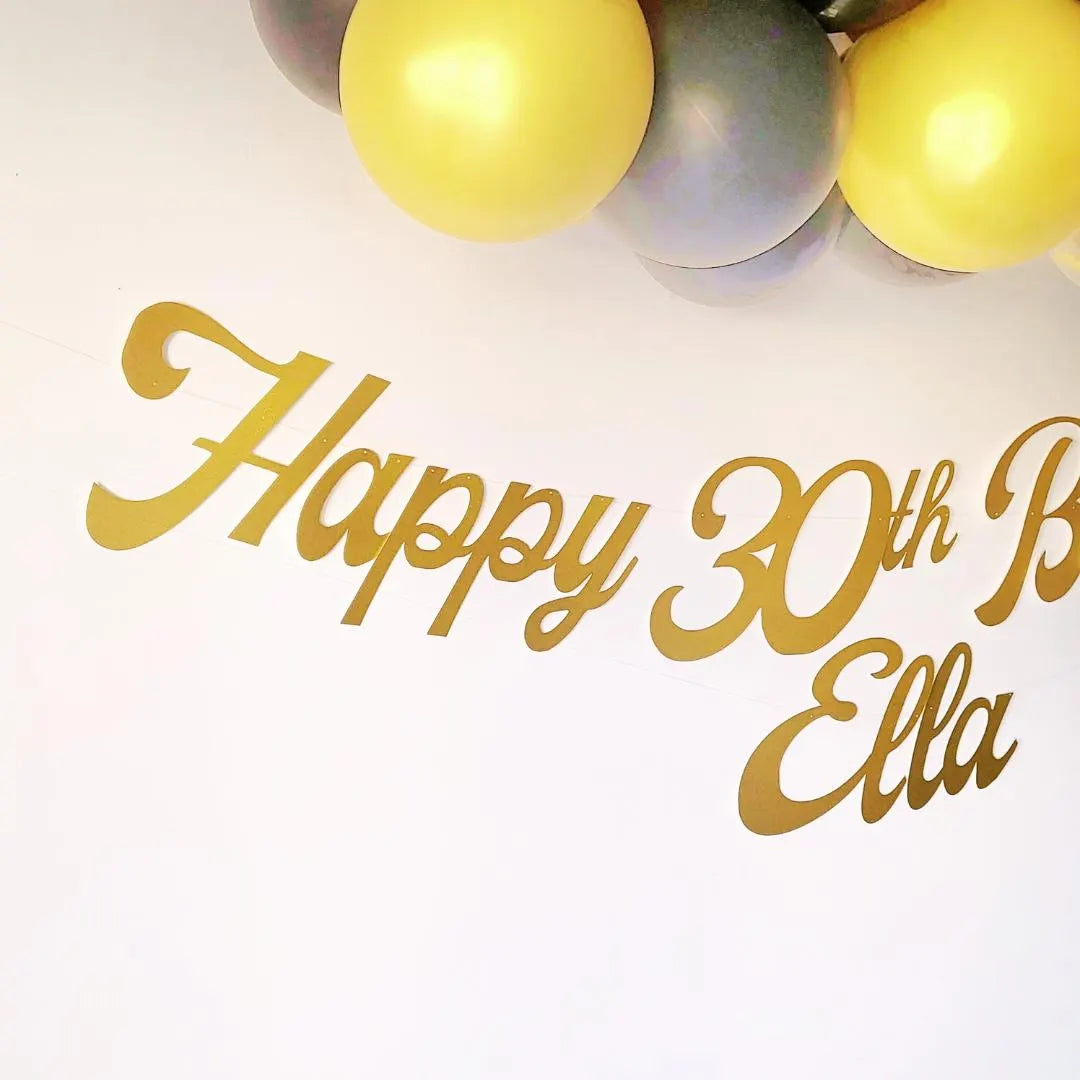 Personalised Name Happy Birthday Gold Glitter Banner