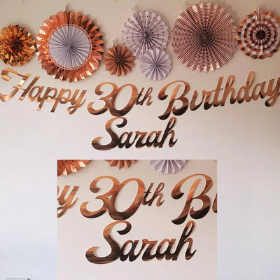 Personalised Name Happy Birthday Rose Gold Banner