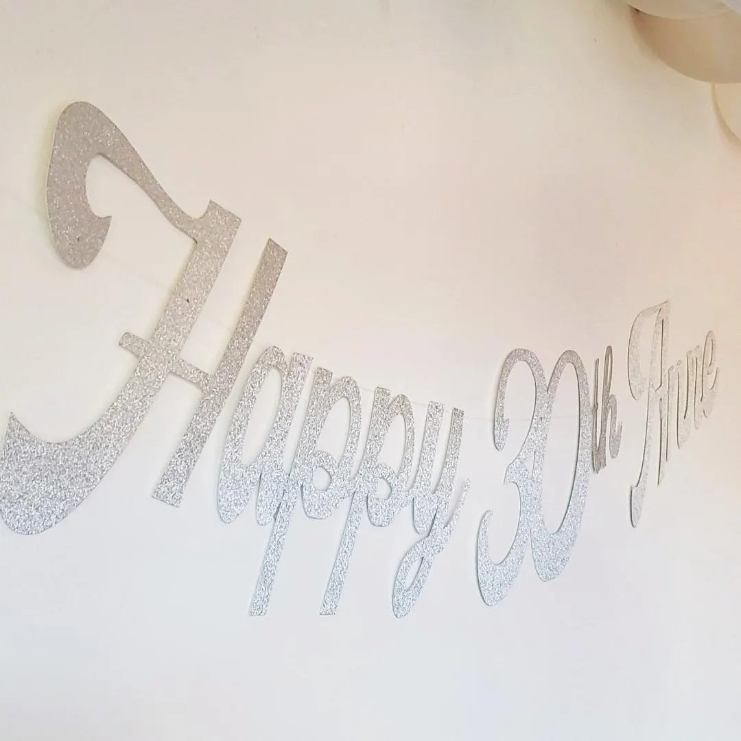 Personalised Name Happy Birthday Silver Glitter Banner