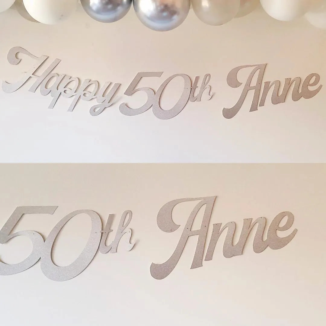 Personalised Name Happy Birthday Silver Glitter Banner