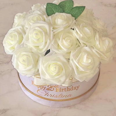 Personalised Birthday White, Pink Foam Flower Hat Box, Perfect as a Gift