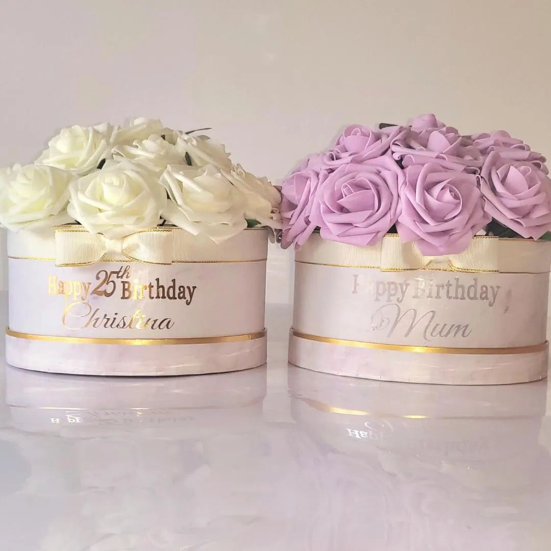 Personalised Birthday White, Pink Foam Flower Hat Box, Perfect as a Gift