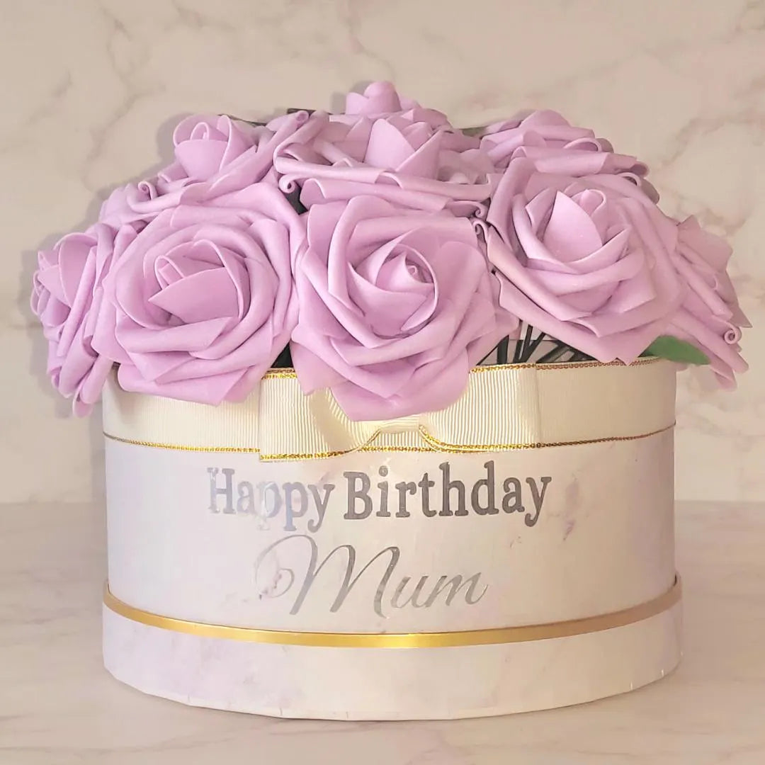 Personalised Birthday White, Pink Foam Flower Hat Box, Perfect as a Gift