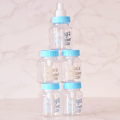 Personalised Baby Shower, Gender Reveal Fillable Bottles