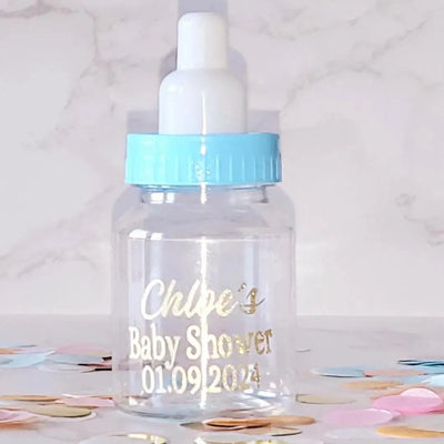 Personalised Baby Shower, Gender Reveal Fillable Bottles