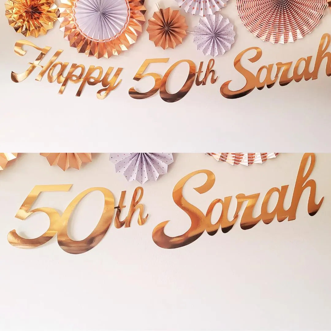 Personalised Name Happy Birthday Rose Gold Banner