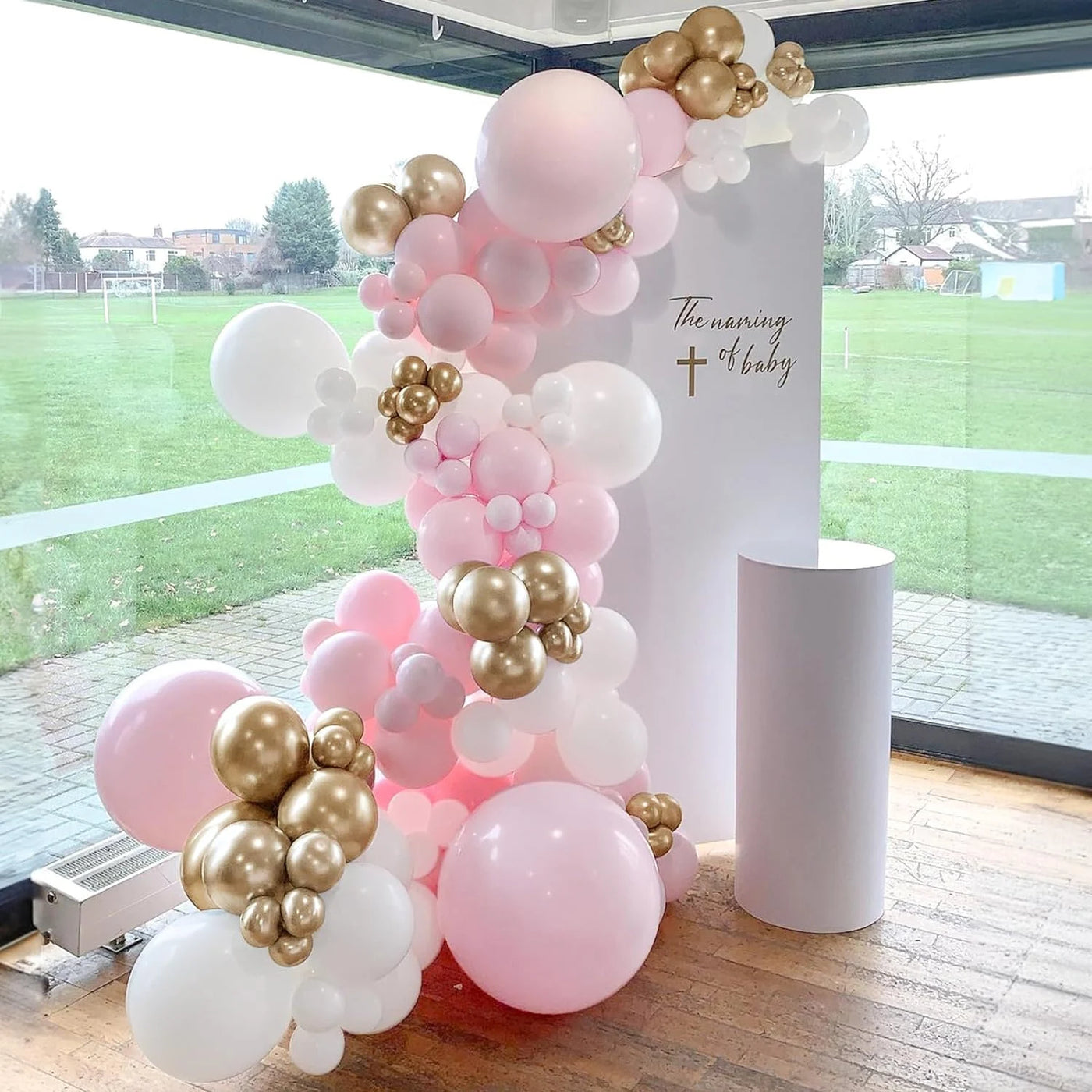 Pink, Gold and White Pastel Latex Balloon Garland