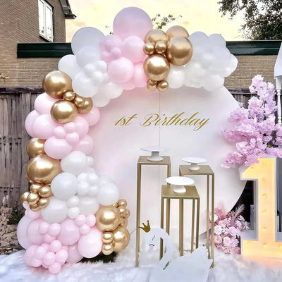 Pink, Gold and White Pastel Latex Balloon Garland