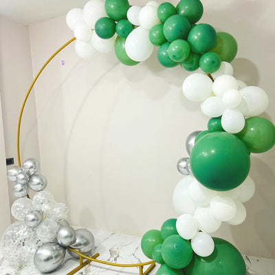 Premium Sage Green, Confetti, and Silver Party Balloon Arch