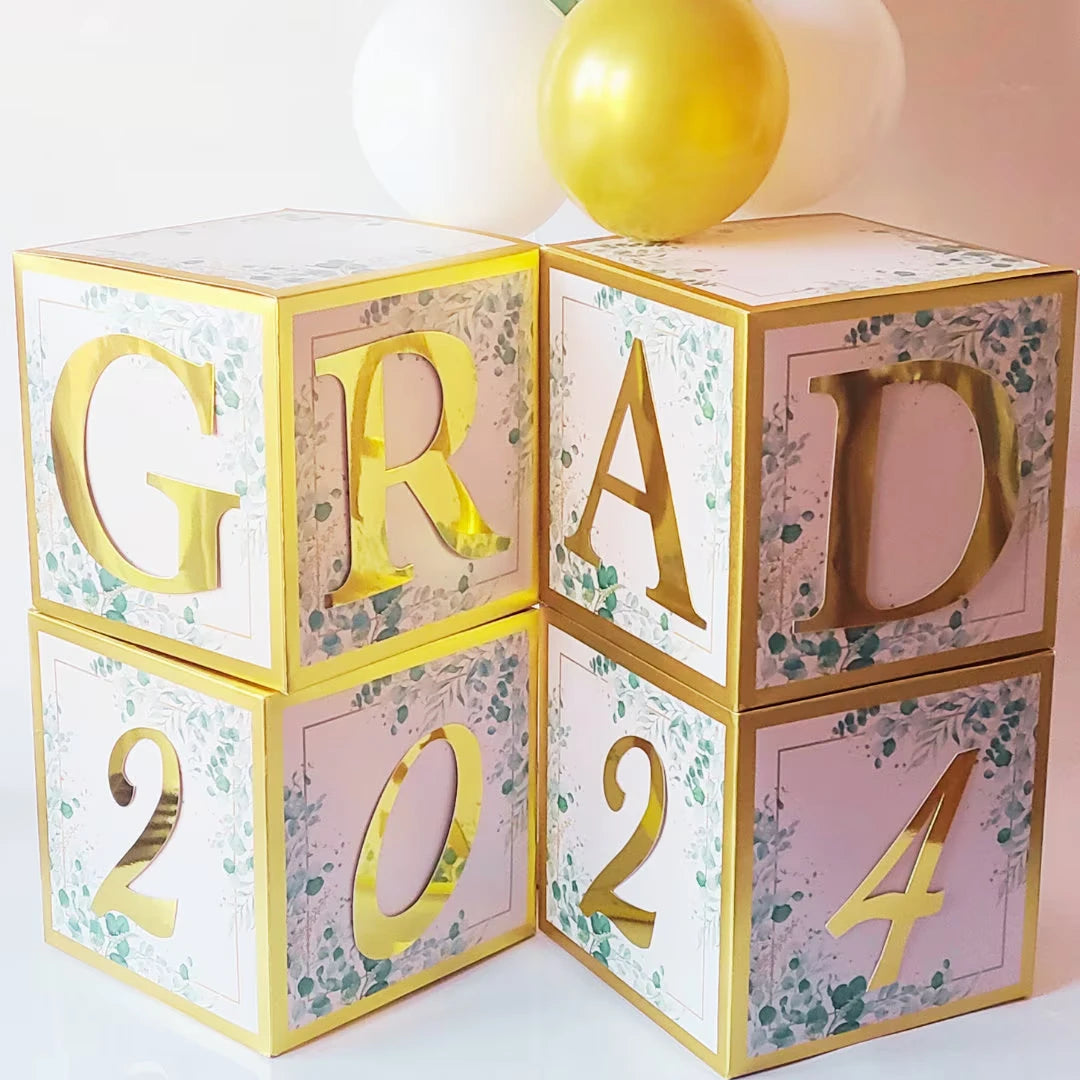 Sage Green 2025 Graduation Blocks with Gold GRAD Letters – Partyshakes