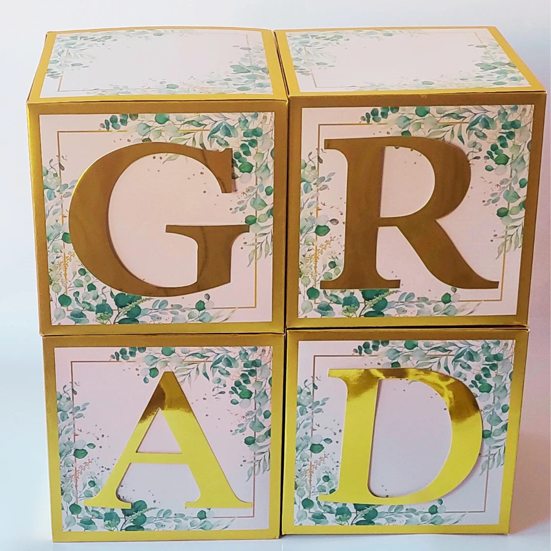 Sage Green Graduation Blocks with Gold GRAD Letters