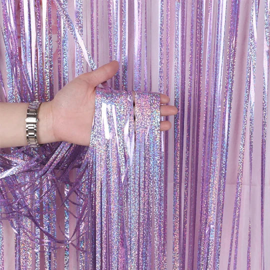 Sparkling Pink Tinsel Fringe Curtain for Party Decorations - Partyshakes Curtains