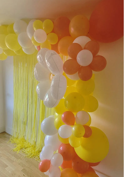 Sunflower Balloon Garland with Pastel Fringe for Summer Parties