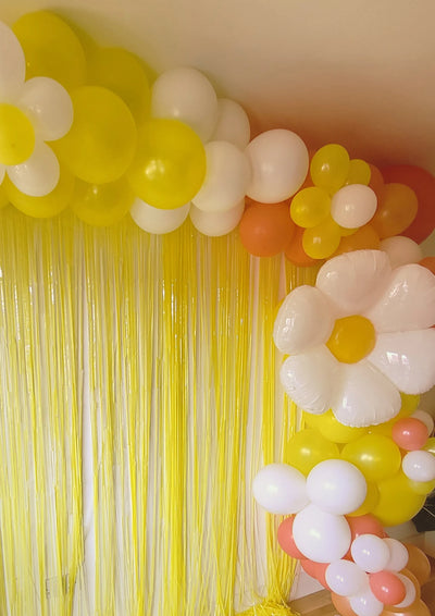 Sunflower Balloon Garland with Pastel Fringe for Summer Parties