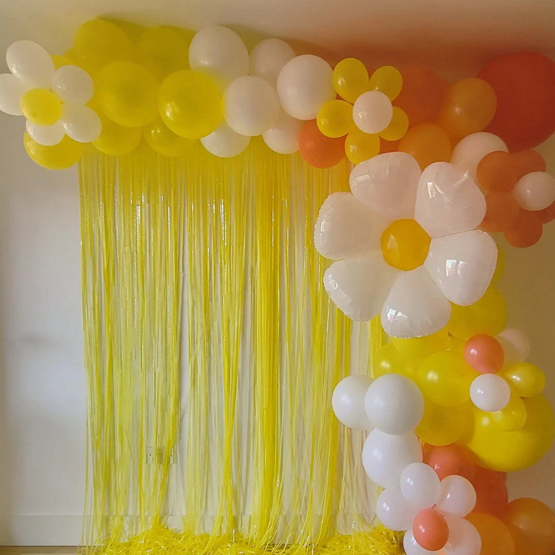 Sunflower Balloon Garland with Pastel Fringe for Summer Parties