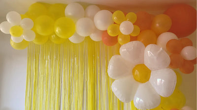 Sunflower Balloon Garland with Pastel Fringe for Summer Parties